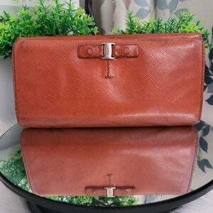 Authentic Salvatore Ferragamo Genuine Leather Long Wallet